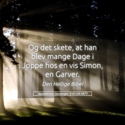 Picture 05 - Apostlenes Gerninger 9:43 DA1871 - Og det skete, at han blev mange Dage i Joppe hos - Bible Verse Picture
