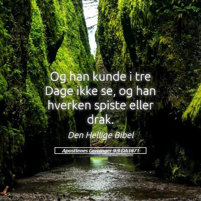 Picture 05 - Apostlenes Gerninger 9:9 DA1871 - Og han kunde i tre Dage ikke se, og han hverken - Bible Verse Picture