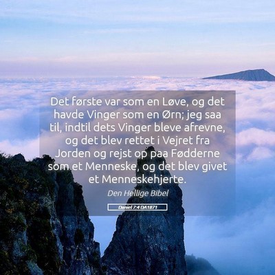 Picture 05 - Daniel 7:4 DA1871 - Det første var som en Løve, og det havde Vinger - Bible Verse Picture