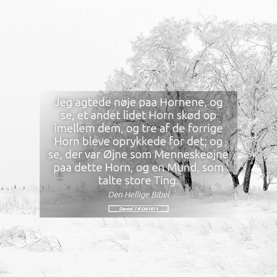 Picture 05 - Daniel 7:8 DA1871 - Jeg agtede nøje paa Hornene, og se, et andet - Bible Verse Picture