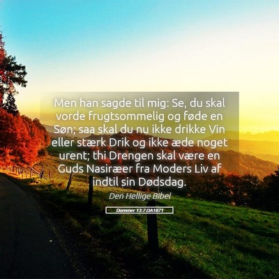 Picture 05 - Dommer 13:7 DA1871 - Men han sagde til mig: Se, du skal vorde - Bible Verse Picture