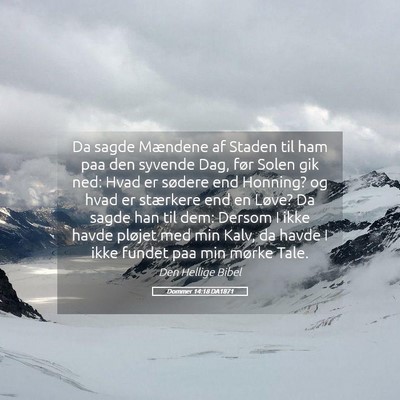 Picture 05 - Dommer 14:18 DA1871 - Da sagde Mændene af Staden til ham paa den - Bible Verse Picture