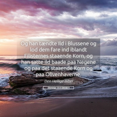 Picture 05 - Dommer 15:5 DA1871 - Og han tændte Ild i Blussene og lod dem fare ind - Bible Verse Picture