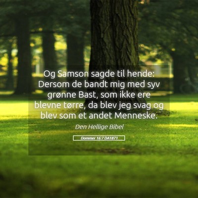 Picture 05 - Dommer 16:7 DA1871 - Og Samson sagde til hende: Dersom de bandt mig - Bible Verse Picture