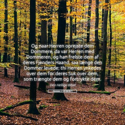 Picture 05 - Dommer 2:18 DA1871 - Og naar Herren oprejste dem Dommere, da var - Bible Verse Picture