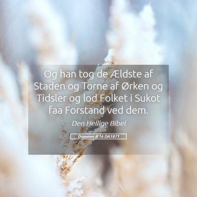 Picture 05 - Dommer 8:16 DA1871 - Og han tog de Ældste af Staden og Torne af - Bible Verse Picture