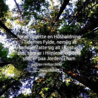 Picture 05 - Efeserne 1:10 DA1871 - for at oprette en Husholdning i Tidernes Fylde, - Bible Verse Picture
