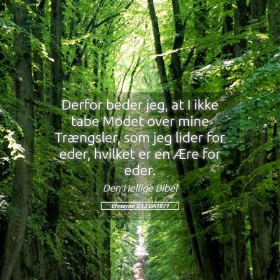 Picture 05 - Efeserne 3:13 DA1871 - Derfor beder jeg, at I ikke tabe Modet over mine - Bible Verse Picture