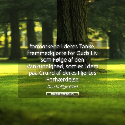 Picture 05 - Efeserne 4:18 DA1871 - formørkede i deres Tanke, fremmedgjorte for Guds - Bible Verse Picture