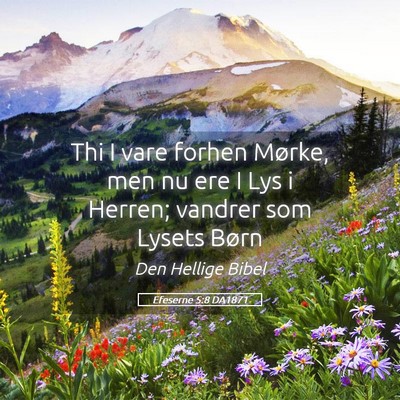 Picture 05 - Efeserne 5:8 DA1871 - Thi I vare forhen Mørke, men nu ere I Lys i - Bible Verse Picture