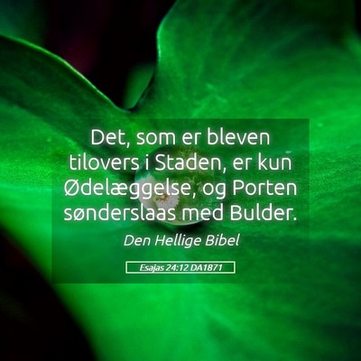 Picture 05 - Esajas 24:12 DA1871 - Det, som er bleven tilovers i Staden, er kun - Bible Verse Picture