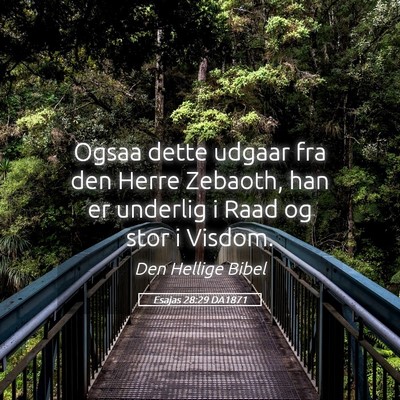 Picture 05 - Esajas 28:29 DA1871 - Ogsaa dette udgaar fra den Herre Zebaoth, han er - Bible Verse Picture