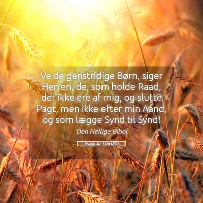 Picture 05 - Esajas 30:1 DA1871 - Ve de genstridige Børn, siger Herren, de, som - Bible Verse Picture