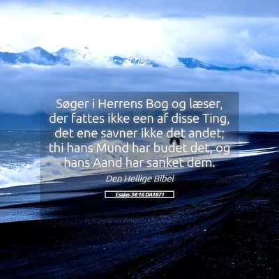 Picture 05 - Esajas 34:16 DA1871 - Søger i Herrens Bog og læser, der fattes ikke - Bible Verse Picture