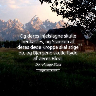 Picture 05 - Esajas 34:3 DA1871 - Og deres ihjelslagne skulle henkastes, og Stanken - Bible Verse Picture