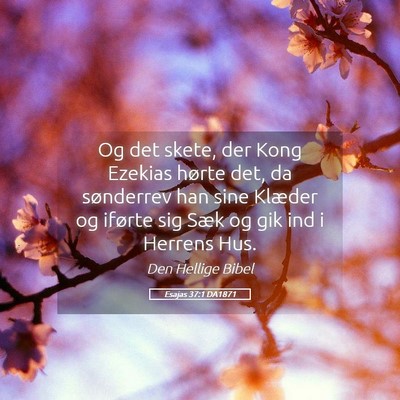 Picture 05 - Esajas 37:1 DA1871 - Og det skete, der Kong Ezekias hørte det, da - Bible Verse Picture