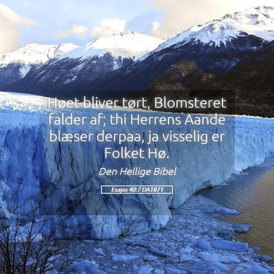 Picture 05 - Esajas 40:7 DA1871 - Høet bliver tørt, Blomsteret falder af; thi - Bible Verse Picture