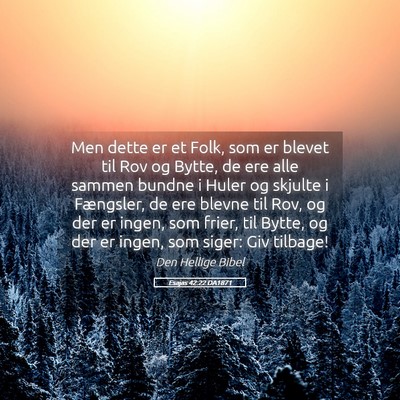 Picture 05 - Esajas 42:22 DA1871 - Men dette er et Folk, som er blevet til Rov og - Bible Verse Picture