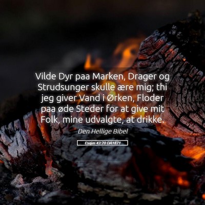 Picture 05 - Esajas 43:20 DA1871 - Vilde Dyr paa Marken, Drager og Strudsunger - Bible Verse Picture
