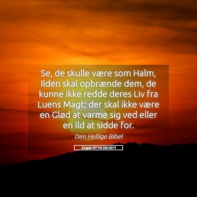 Picture 05 - Esajas 47:14 DA1871 - Se, de skulle være som Halm, Ilden skal - Bible Verse Picture
