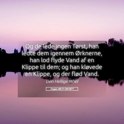 Picture 05 - Esajas 48:21 DA1871 - Og de lede ingen Tørst, han ledte dem igennem - Bible Verse Picture