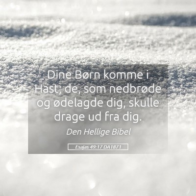 Picture 05 - Esajas 49:17 DA1871 - Dine Børn komme i Hast; de, som nedbrøde og - Bible Verse Picture