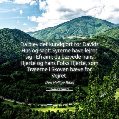 Picture 05 - Esajas 7:2 DA1871 - Da blev det kundgjort for Davids Hus og sagt: - Bible Verse Picture