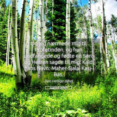 Picture 05 - Esajas 8:3 DA1871 - Og jeg nærmede mig til Profetinden, og hun - Bible Verse Picture