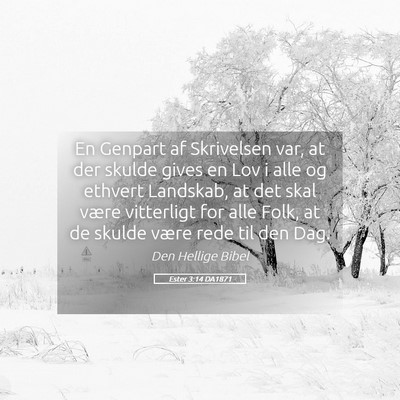 Picture 05 - Ester 3:14 DA1871 - En Genpart af Skrivelsen var, at der skulde gives - Bible Verse Picture