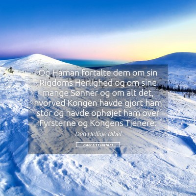 Picture 05 - Ester 5:11 DA1871 - Og Haman fortalte dem om sin Rigdoms Herlighed og - Bible Verse Picture