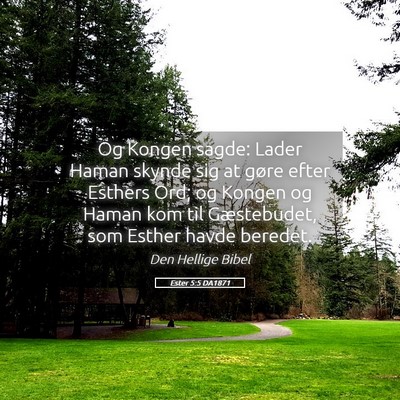 Picture 05 - Ester 5:5 DA1871 - Og Kongen sagde: Lader Haman skynde sig at gøre - Bible Verse Picture