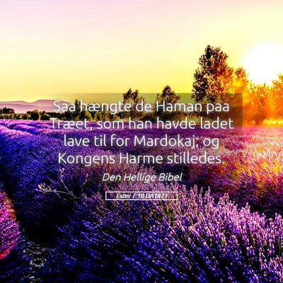 Picture 05 - Ester 7:10 DA1871 - Saa hængte de Haman paa Træet, som han havde - Bible Verse Picture