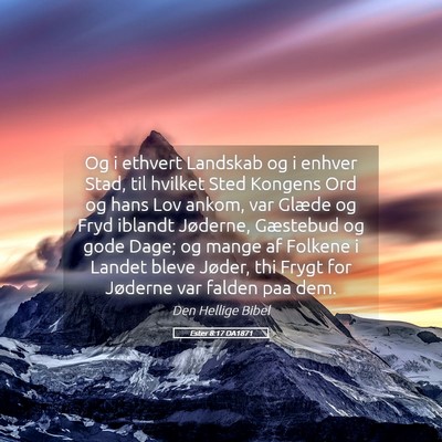 Picture 05 - Ester 8:17 DA1871 - Og i ethvert Landskab og i enhver Stad, til - Bible Verse Picture
