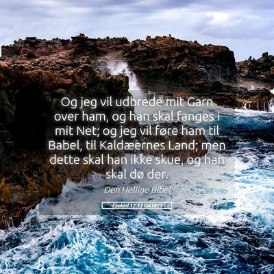 Picture 05 - Ezekiel 12:13 DA1871 - Og jeg vil udbrede mit Garn over ham, og han skal - Bible Verse Picture