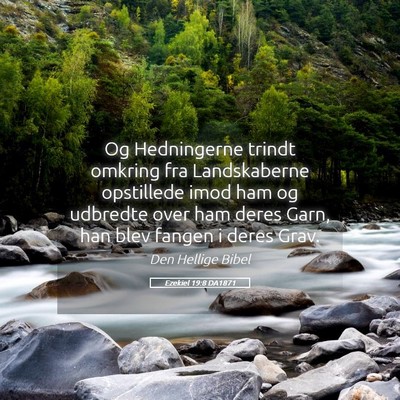 Picture 05 - Ezekiel 19:8 DA1871 - Og Hedningerne trindt omkring fra Landskaberne - Bible Verse Picture