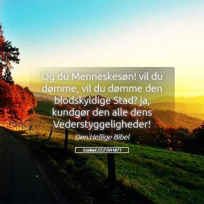 Picture 05 - Ezekiel 22:2 DA1871 - Og du Menneskesøn! vil du dømme, vil du dømme - Bible Verse Picture