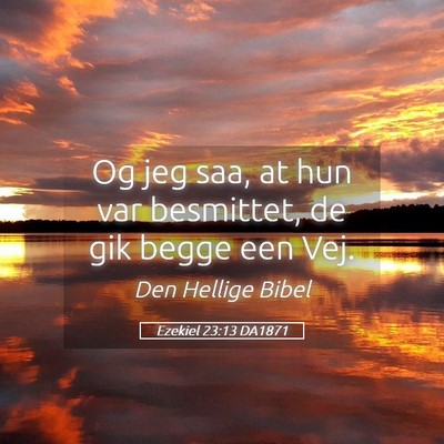 Picture 05 - Ezekiel 23:13 DA1871 - Og jeg saa, at hun var besmittet, de gik begge - Bible Verse Picture