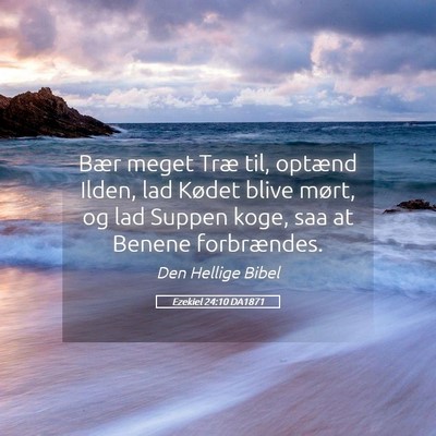 Picture 05 - Ezekiel 24:10 DA1871 - Bær meget Træ til, optænd Ilden, lad Kødet - Bible Verse Picture