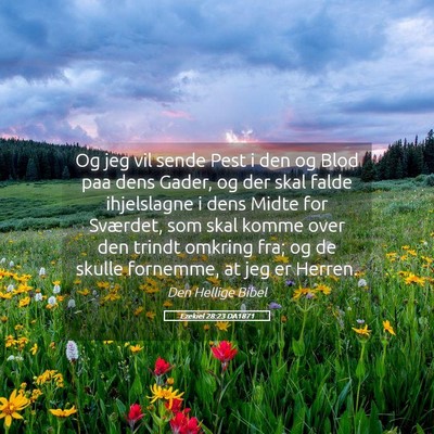 Picture 05 - Ezekiel 28:23 DA1871 - Og jeg vil sende Pest i den og Blod paa dens - Bible Verse Picture