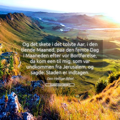 Picture 05 - Ezekiel 33:21 DA1871 - Og det skete i det tolvte Aar, i den tiende - Bible Verse Picture