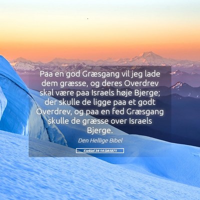 Picture 05 - Ezekiel 34:14 DA1871 - Paa en god Græsgang vil jeg lade dem græsse, og - Bible Verse Picture
