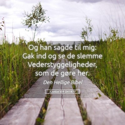 Picture 05 - Ezekiel 8:9 DA1871 - Og han sagde til mig: Gak ind og se de slemme - Bible Verse Picture