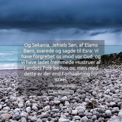 Picture 05 - Ezra 10:2 DA1871 - Og Sekania, Jehiels Søn, af Elams Børn, svarede - Bible Verse Picture