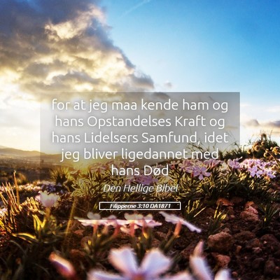 Picture 05 - Filipperne 3:10 DA1871 - for at jeg maa kende ham og hans Opstandelses - Bible Verse Picture