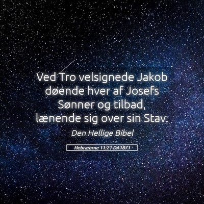 Picture 05 - Hebræerne 11:21 DA1871 - Ved Tro velsignede Jakob døende hver af Josefs - Bible Verse Picture