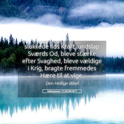 Picture 05 - Hebræerne 11:34 DA1871 - slukkede Ilds Kraft, undslap Sværds Od, bleve - Bible Verse Picture