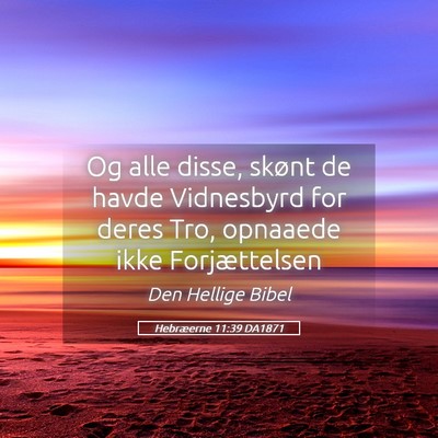 Picture 05 - Hebræerne 11:39 DA1871 - Og alle disse, skønt de havde Vidnesbyrd for - Bible Verse Picture