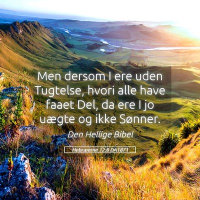 Picture 05 - Hebræerne 12:8 DA1871 - Men dersom I ere uden Tugtelse, hvori alle have - Bible Verse Picture