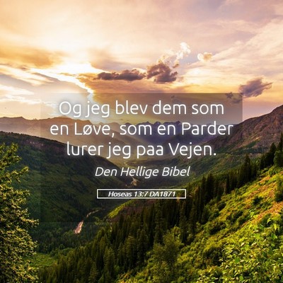 Picture 05 - Hoseas 13:7 DA1871 - Og jeg blev dem som en Løve, som en Parder lurer - Bible Verse Picture