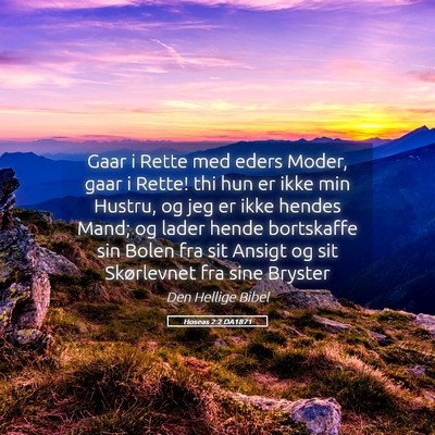 Picture 05 - Hoseas 2:2 DA1871 - Gaar i Rette med eders Moder, gaar i Rette! thi - Bible Verse Picture